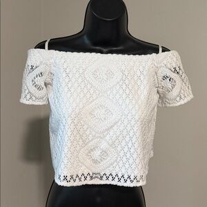 LILLY PULITZER Mansi Crop Top Resort White Macrame Lace Womens Size XXS
